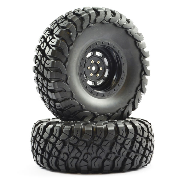 FTX Mauler 2.2&quot; All Terrain Tyres Pre-Glued On Black Wheels (2) (FTX8766B)
