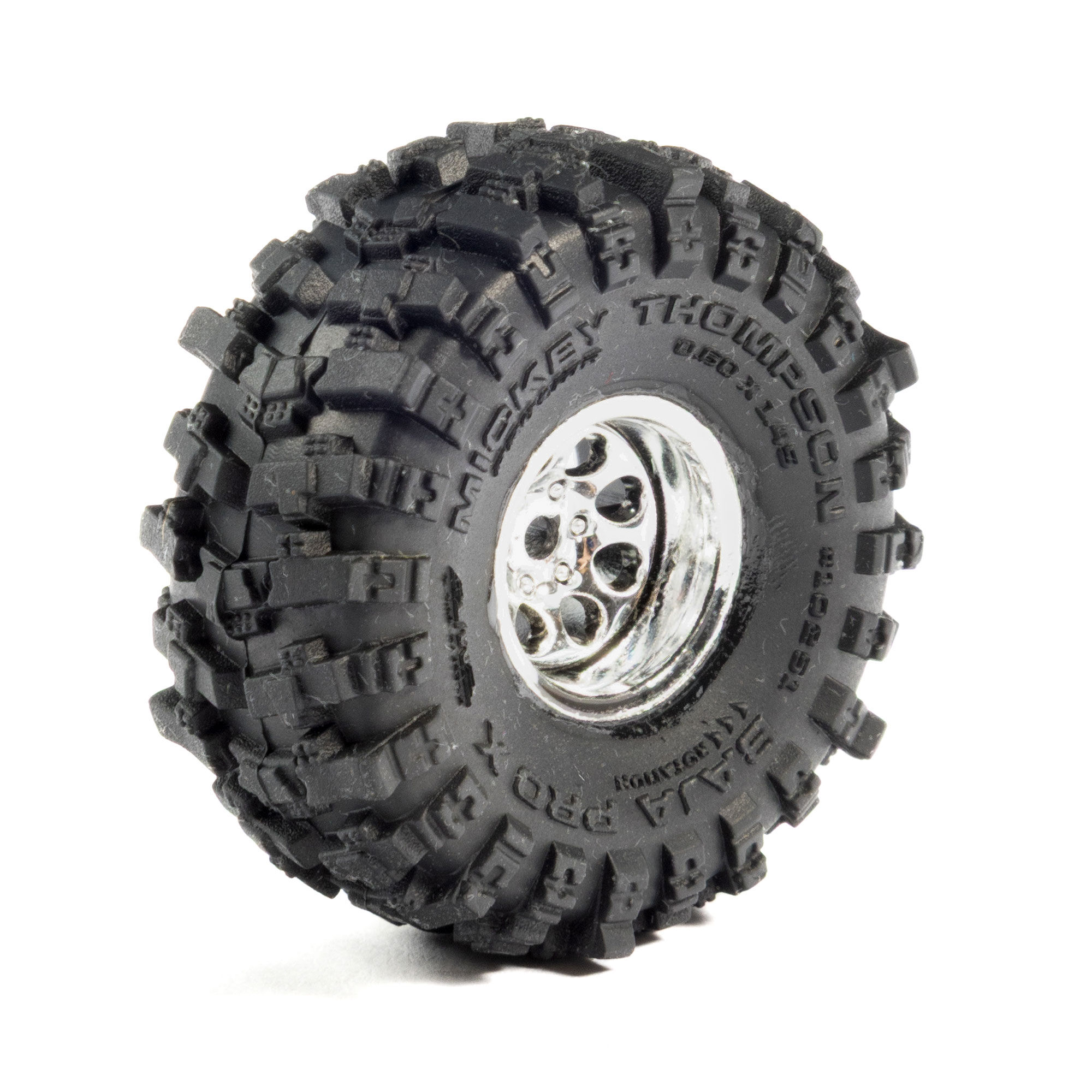 Proline 1/30 Baja Pro X Fr/Rr Mounted Chrome Beast Tires (4): SCX30 (G-PRO1025110)