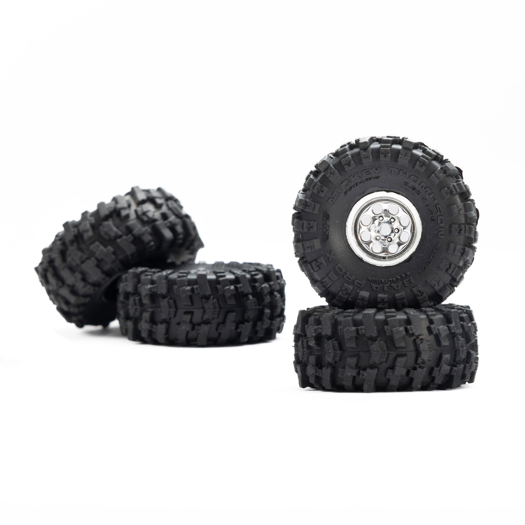 Proline 1/30 Baja Pro X Fr/Rr Mounted Chrome Beast Tires (4): SCX30 (G-PRO1025110)
