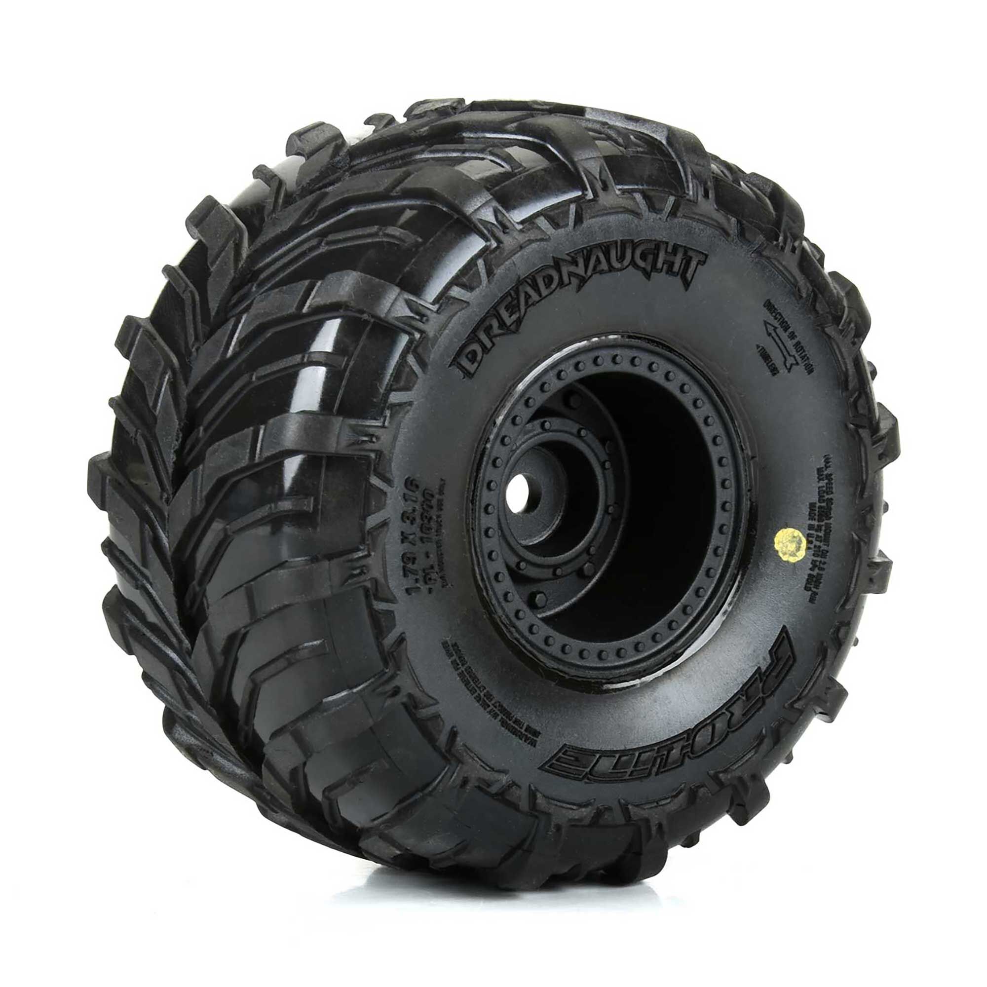 Proline Dreadnaught Mounted Black Wheel F/R (4) ARRMA GORGON/QUAK (G-PRO103001)