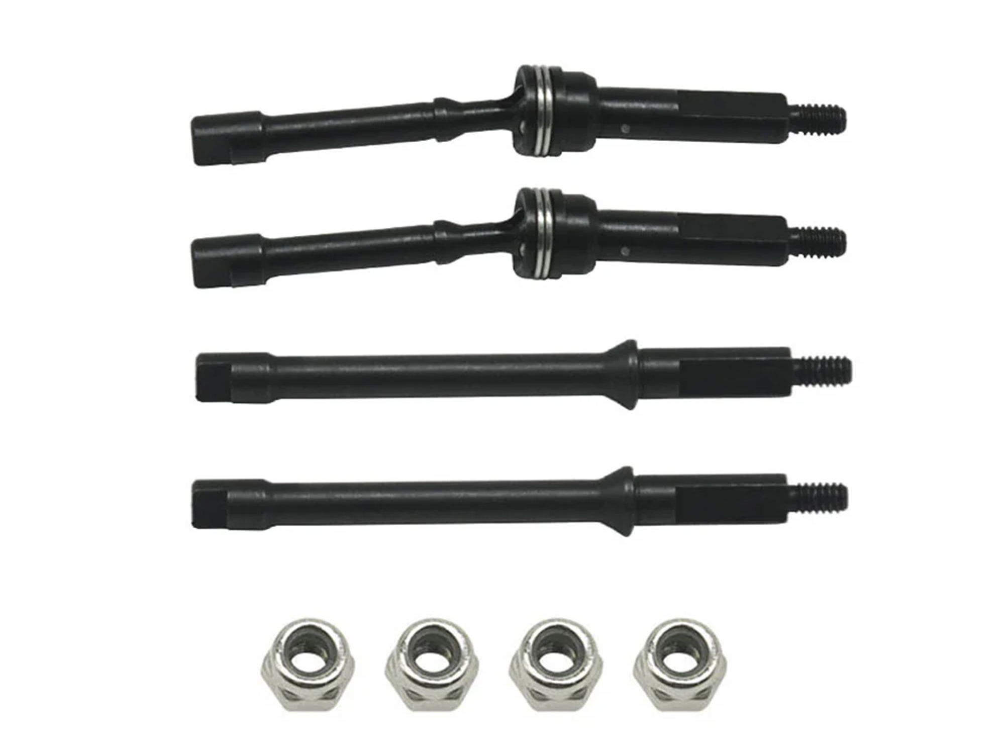 RC Overhaul Drive Shaft Set w/Front CVD&#039;s +4mm, Black Steel SCX30 (G-RCO-AX045)
