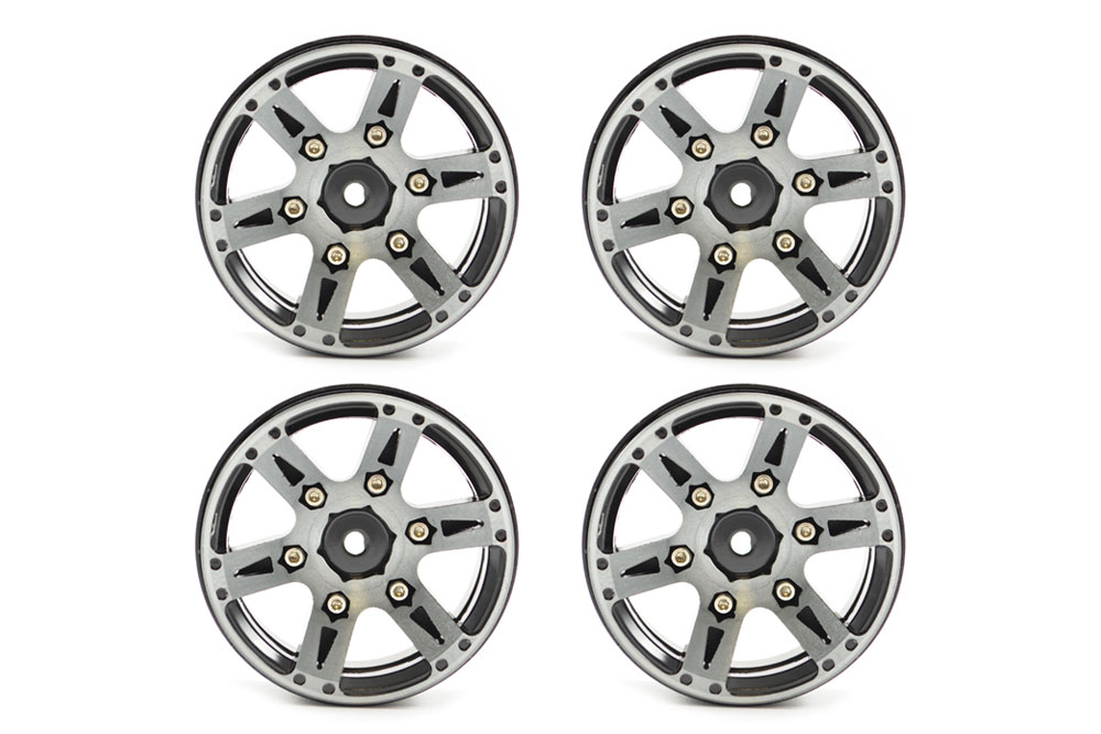 Fastrax 1.9&quot; Heavyweight Split 6 Spoke Alloy Beadlock Wheels (4) Black (FAST0146BK)