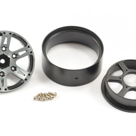 Fastrax 1.9&quot; Heavyweight Split 6 Spoke Alloy Beadlock Wheels (4) Black (FAST0146BK)