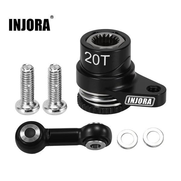 INJORA Aluminum Servo Saver Set for for Arrma Mojave Typhon Granite Grom Losi Nascar (20T) (GROM-10BK)