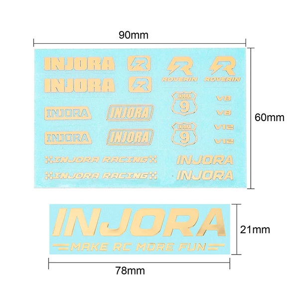 INJORA 4pcs Silver & Gold Foil Stickers for 1/18 1/24 RC Crawlers (INA-130)