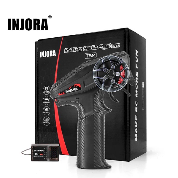 INJORA T6M 6CH 2.4GHz Micro Transmitter with Receiver Radio Controller for 1/24 1/18 RC Car (INT-T6M)