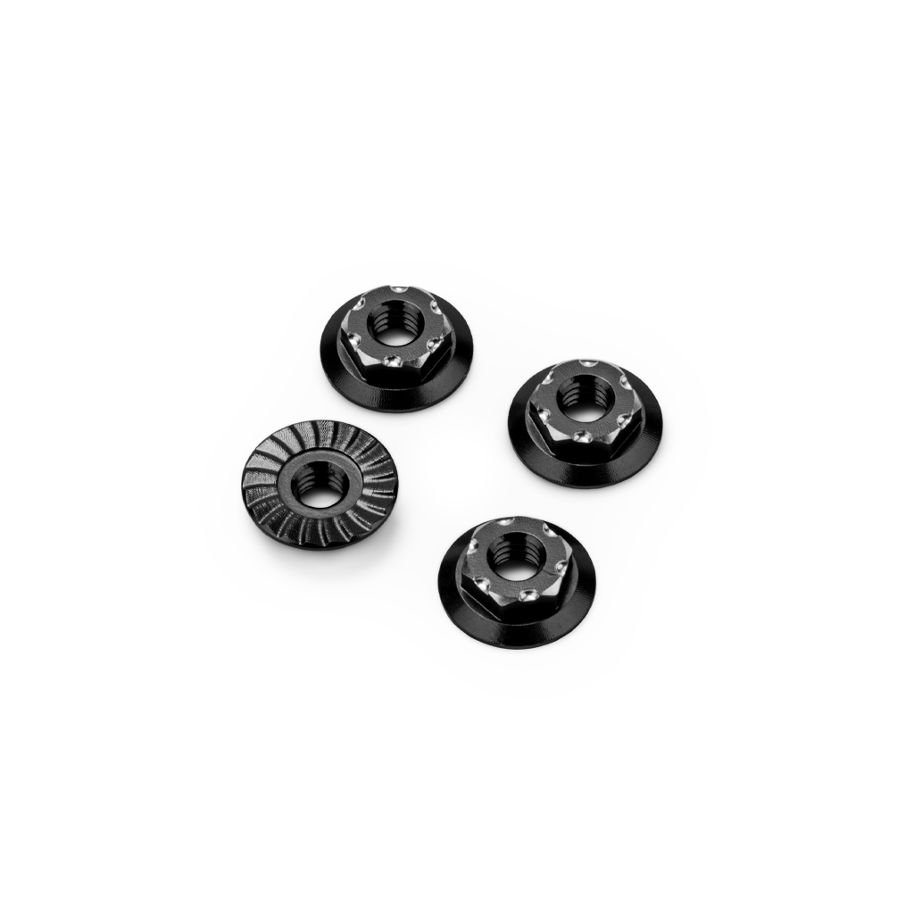 jConcepts RC10B7 M4 Low-Profile Alloy Wheel Nut - Black -4pc (JC5216-2)