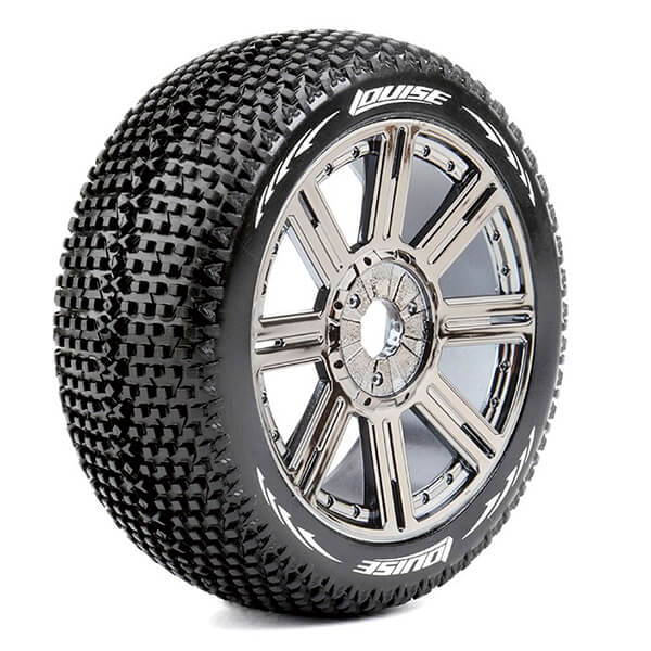 Louise RC B-Turbo 1:8 Fr/Rr Soft Hex 17mm Spoke Black Chrome (L-T3104SBC)