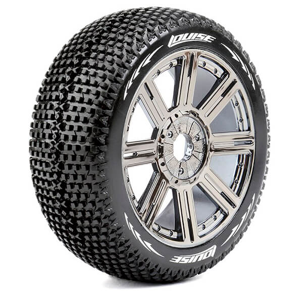 Louise RC B-Turbo 1:8 Fr/Rr Super Soft Hex 17mm Spoke Black Chrome (L-T3104VBC)