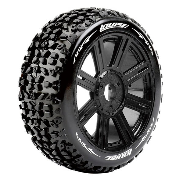 Louise RC B-Mazinger 1:8 Fr/Rr Soft Hex 17mm Spoke Black (L-T3108SB)