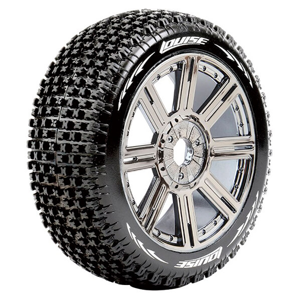 Louise RC B-Pirate 1:8 Fr/Rr Soft Hex 17mm Spoke Black Chrome (L-T3126SBC)