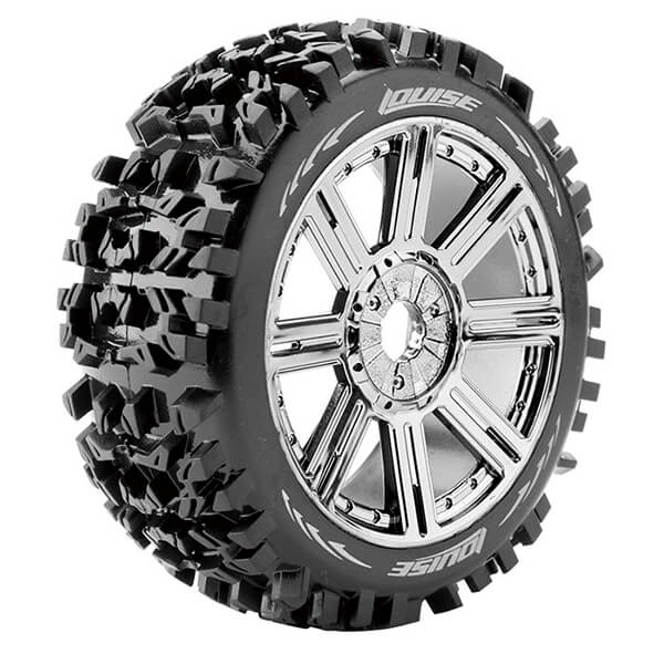 Louise RC B-Pioneer 1:8 Fr/Rr Soft Hex 17mm Spoke Black Chrome (L-T3130SBC)
