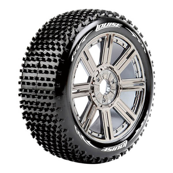 Louise RC B-Hornet 1:8 Fr/Rr Super Soft Hex 17mm Spoke Black Chrome (L-T3150VBC)