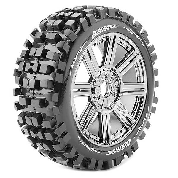 Louise RC B-Ulldoze 1:8 Fr/R R Soft Hex 17mm Spoke Chrome (L-T324SBC)