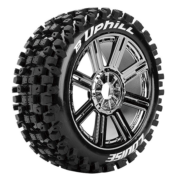 Louise RC B-Uphill 1:8 Fr/Rr Soft Hex 17mm Spoke Black Chrome (L-T3271SBC)