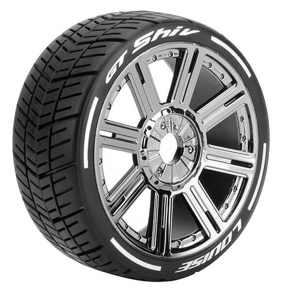Louise RC GT-Shiv 1:8 Fr/Rr Super Soft Hex 17mm Spoke Black Chrome (L-T3284VBC)