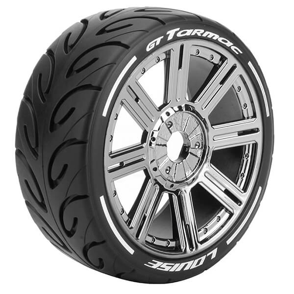 Louise RC GT-Tarmac 1:8 Fr/Rr Soft Hex 17mm Spoke Black Chome (L-T3285SBC)