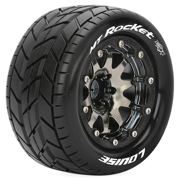Louise RC MT-Rocket 1:10 Soft Bead-Lock/0 Offset Hex 12mm Black Chrome (L-T3307SBC)