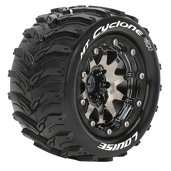 Louise RC MT-Cyclone 1:10 Soft Bead-Lock/0 Offset Hex 12mm Black Chrome (L-T3310SBC)