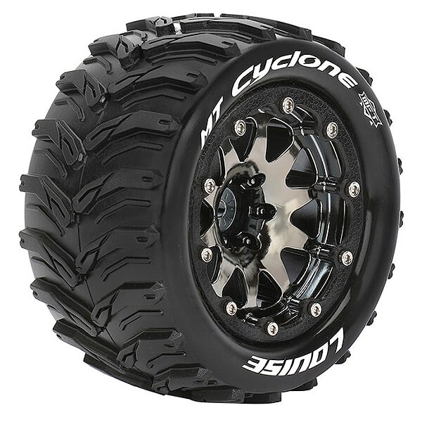 Louise RC MT-Cyclone 1:10 Soft Bead-Lock/1/2 Offset Hex 12M Black Chrome (L-T3310SBCH)