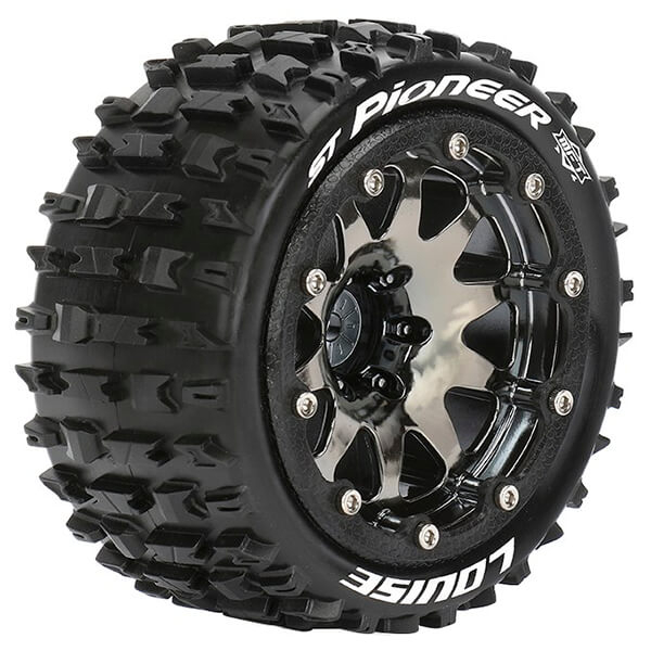 Louise RC ST-Pioneer 1:10 Soft Bead-Lock/1/2 Offset Hex 12M Black Chrome (L-T3312SBCH)