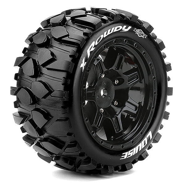 Louise RC X-Rowdy Black Xmaxx Mounted 24mm Hex (L-T3351B)