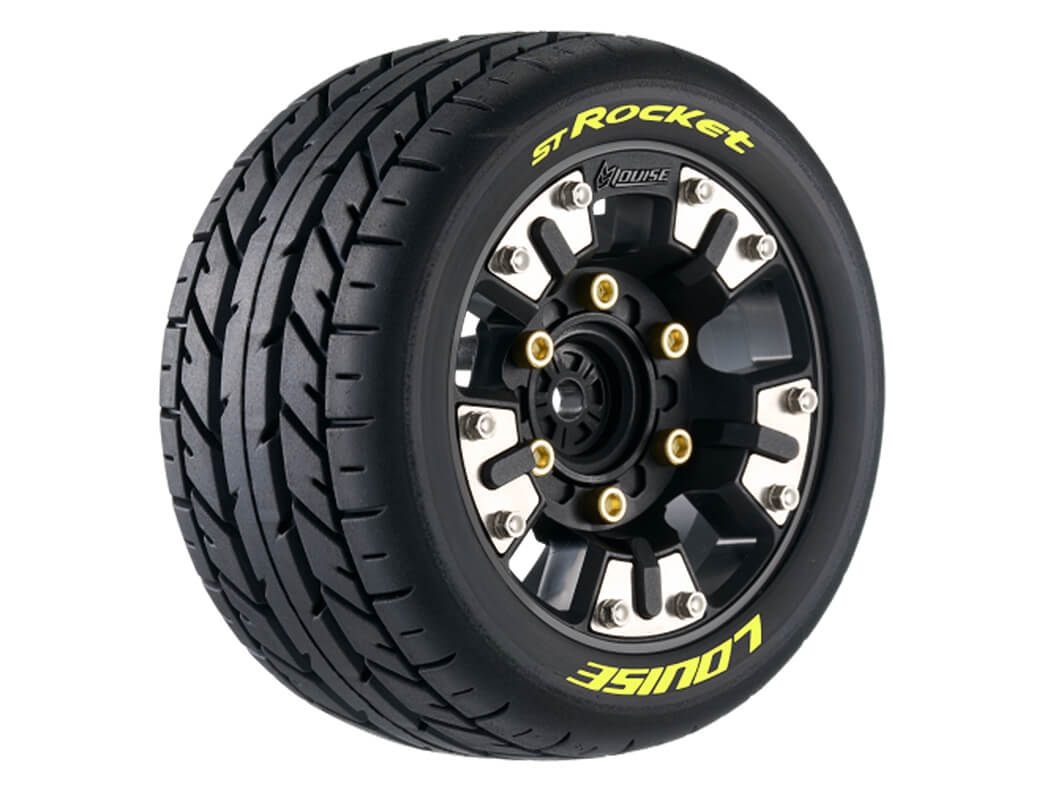Lousie RC ST-Rocket Mini Maxx/XRT Wheel &amp; Tyre Set 12mm Hex (Pr) (L-T3387SM)