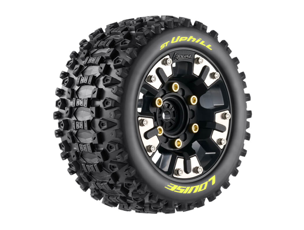 Lousie RC ST-Uphill Mini Maxx/XRT Wheel &amp; Tyre Set 12mm Hex (Pr) (L-T3388SM)