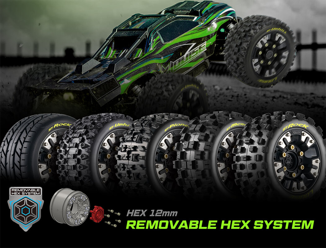 Lousie RC ST-Uphill Mini Maxx/XRT Wheel & Tyre Set 12mm Hex (Pr) (L-T3388SM)