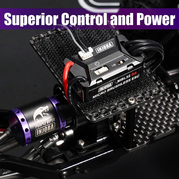 INJORA MBL32 G2 Waterproof Brushless ESC & 1721 Purple Viper Motor for 1/18 TRX4M Ascent-18 (MBL32G2-INM19-4M)