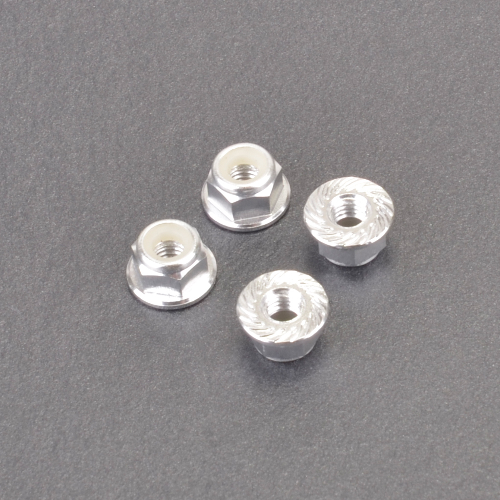 Monkey King M4 Alloy Serrated Nyloc Nuts - Silver (4pcs) (MK5485S)