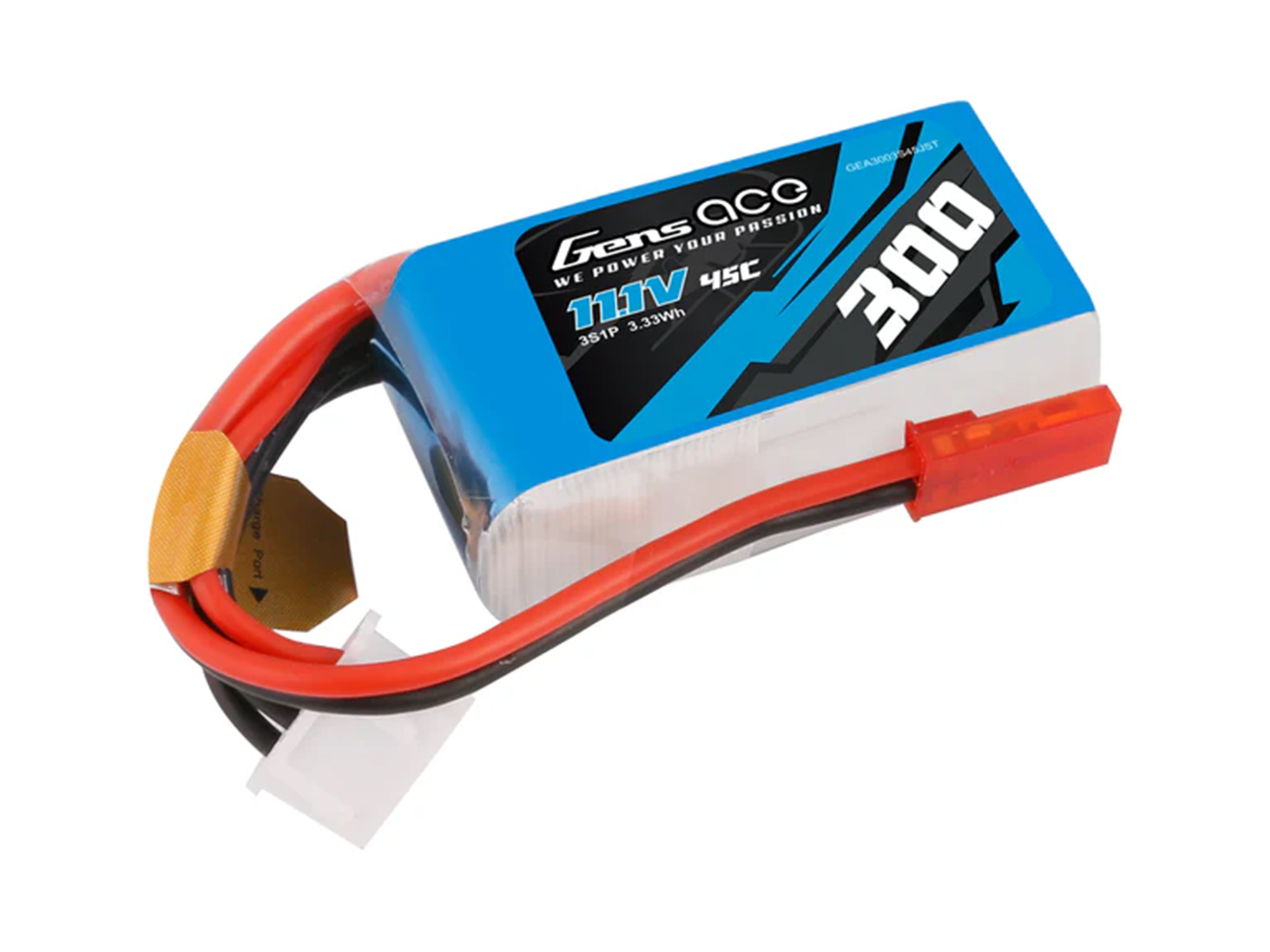 Gens Ace Li-Po 3S 11.1V 300mAh 45C with JST (O-G3S0300-45JST)