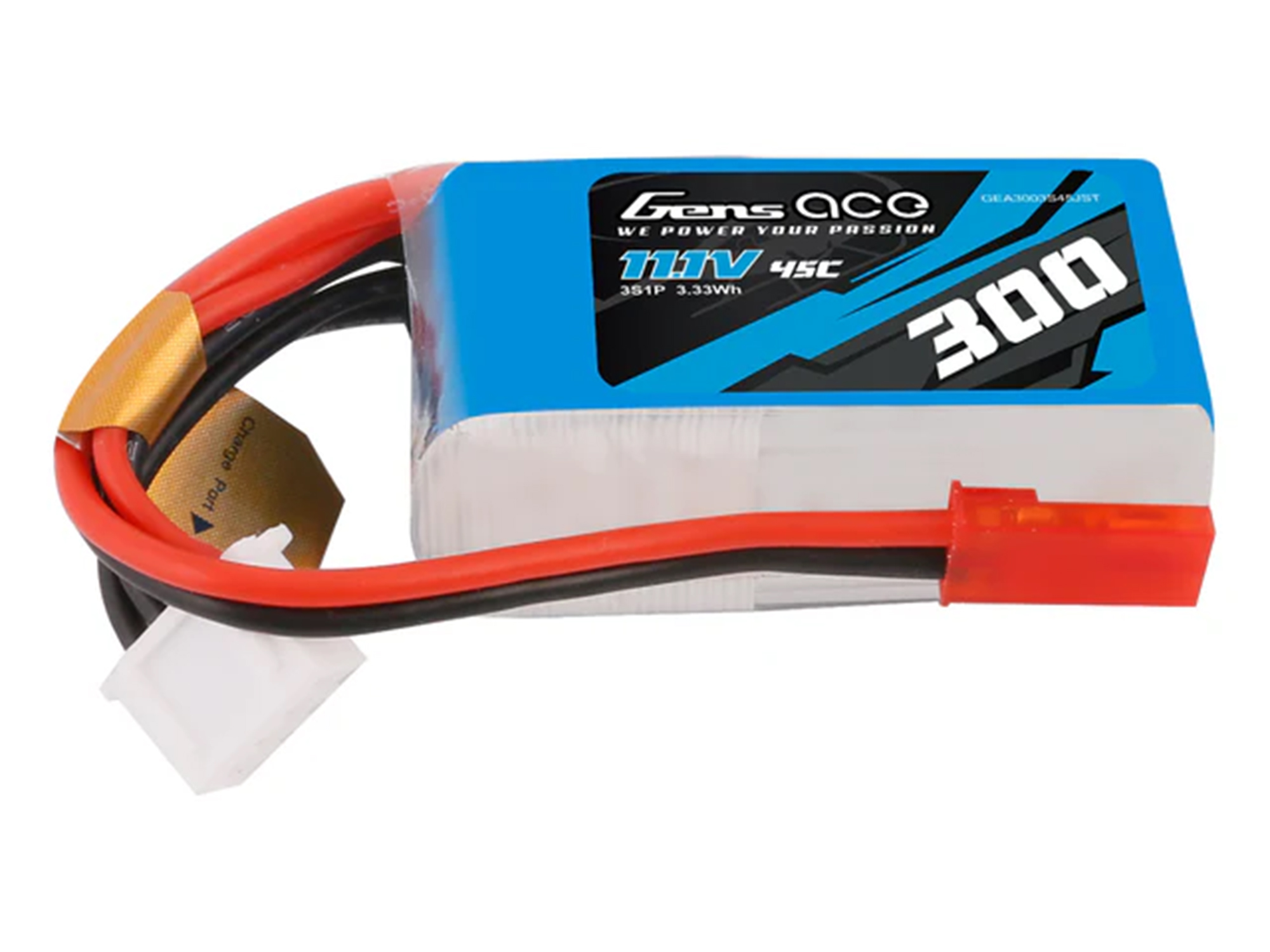 Gens Ace Li-Po 3S 11.1V 300mAh 45C with JST (O-G3S0300-45JST)