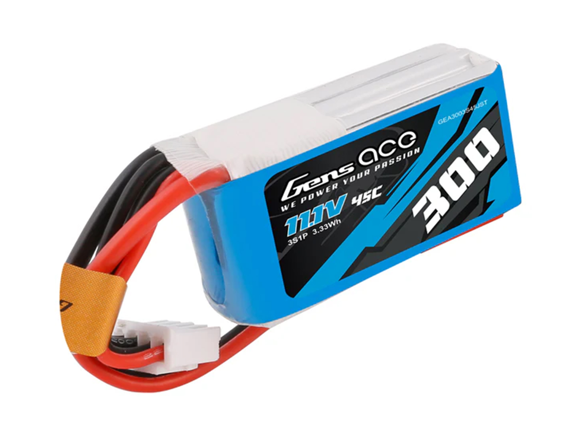 Gens Ace Li-Po 3S 11.1V 300mAh 45C with JST (O-G3S0300-45JST)