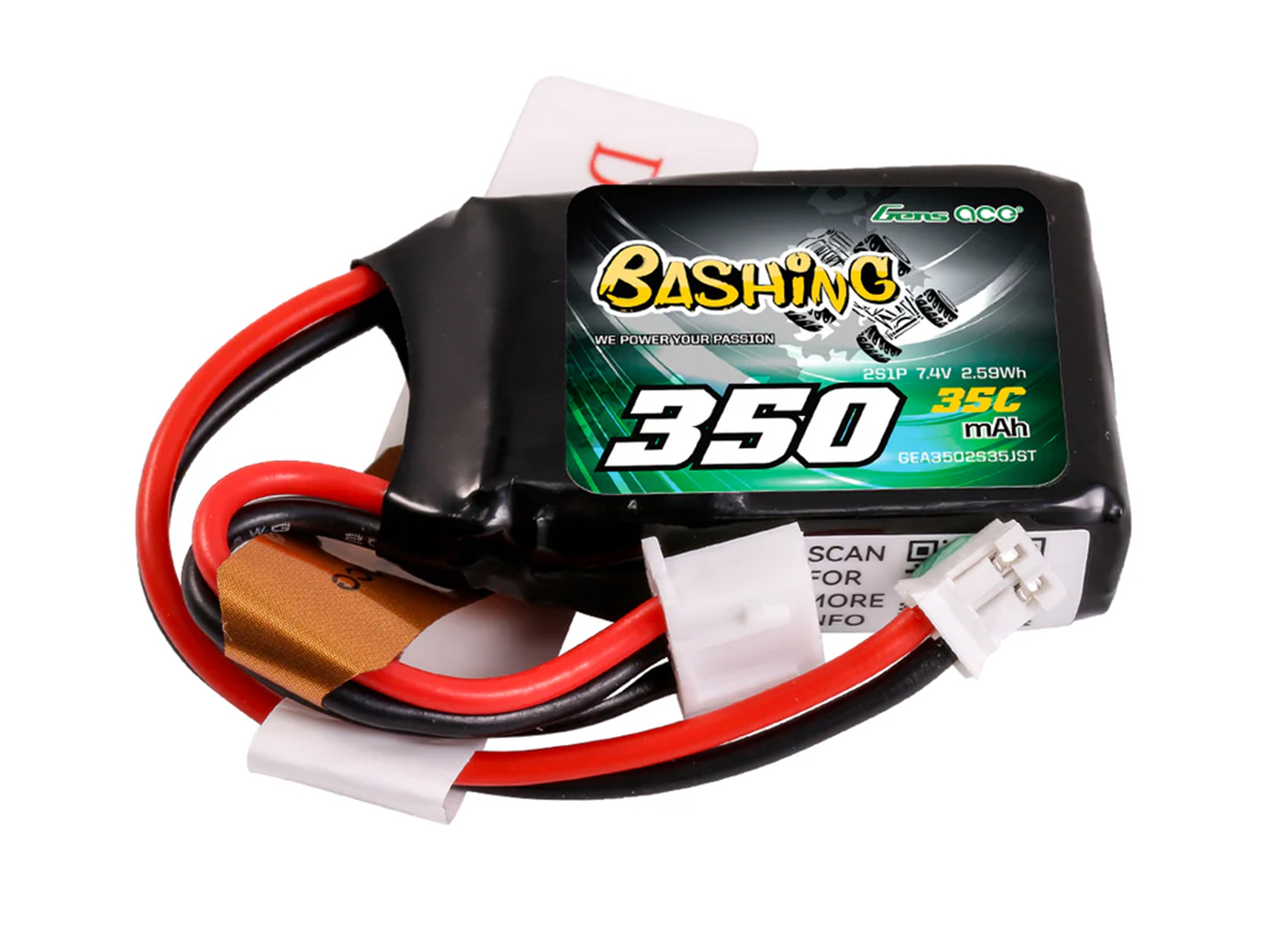Gens Ace Li-Po 2S 7.4V 350mAh 35C with JST-PH (Losi Micro B/T) (O-GC2S0350-35PH)