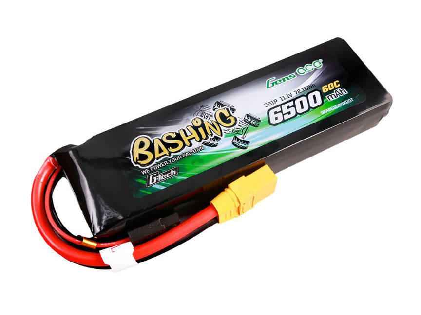 Gens ace Li-Po Car G-Tech 3S 11.1V 6500mAh 60C Bashing with XT90 (O-GTC3S6500-60X9)