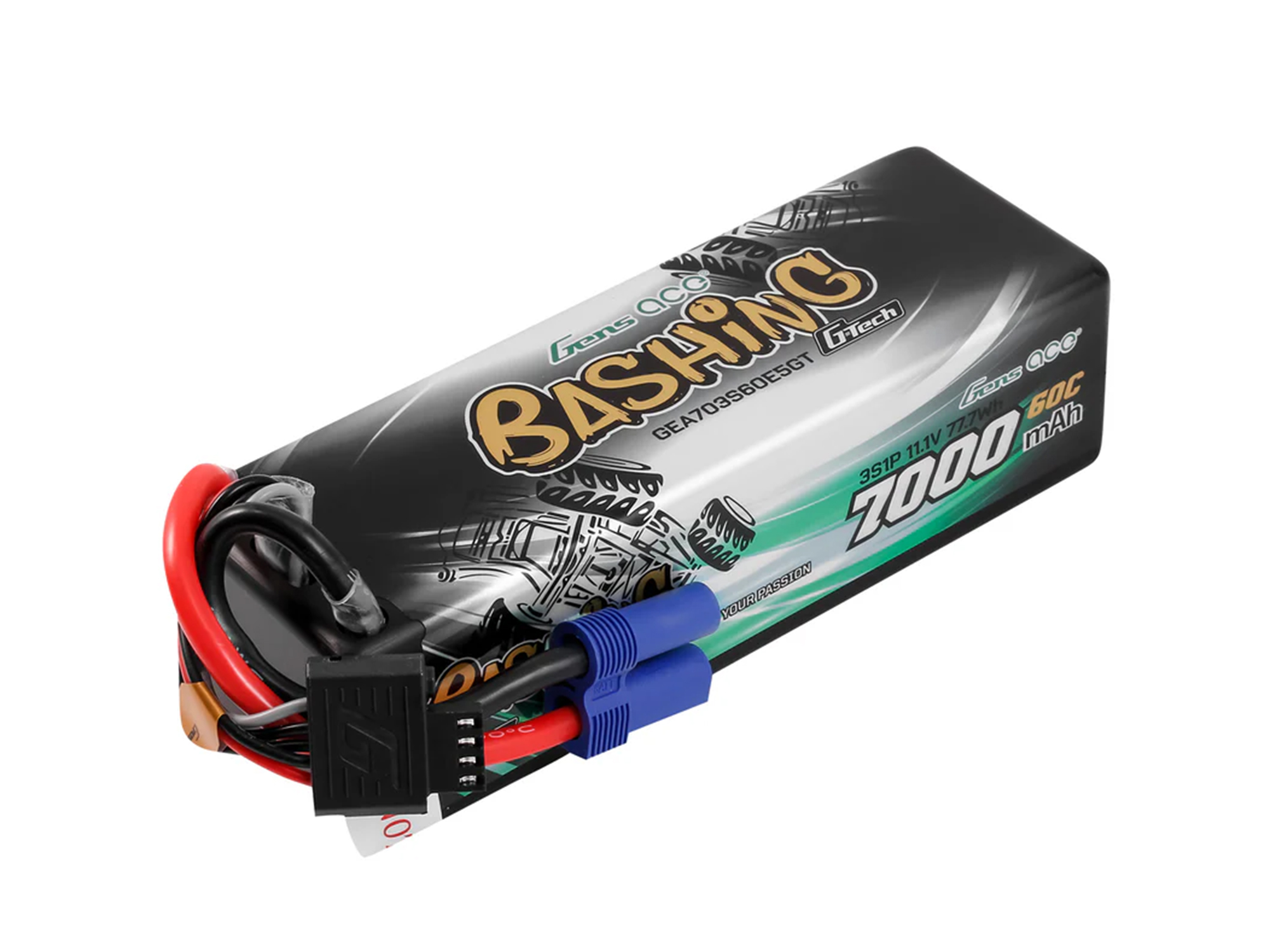 Gens Ace Li-Po Car G-Tech 3S 11.1V 7000mAh 60C Bashing with EC5 (O-GTC3S7000-60E5)