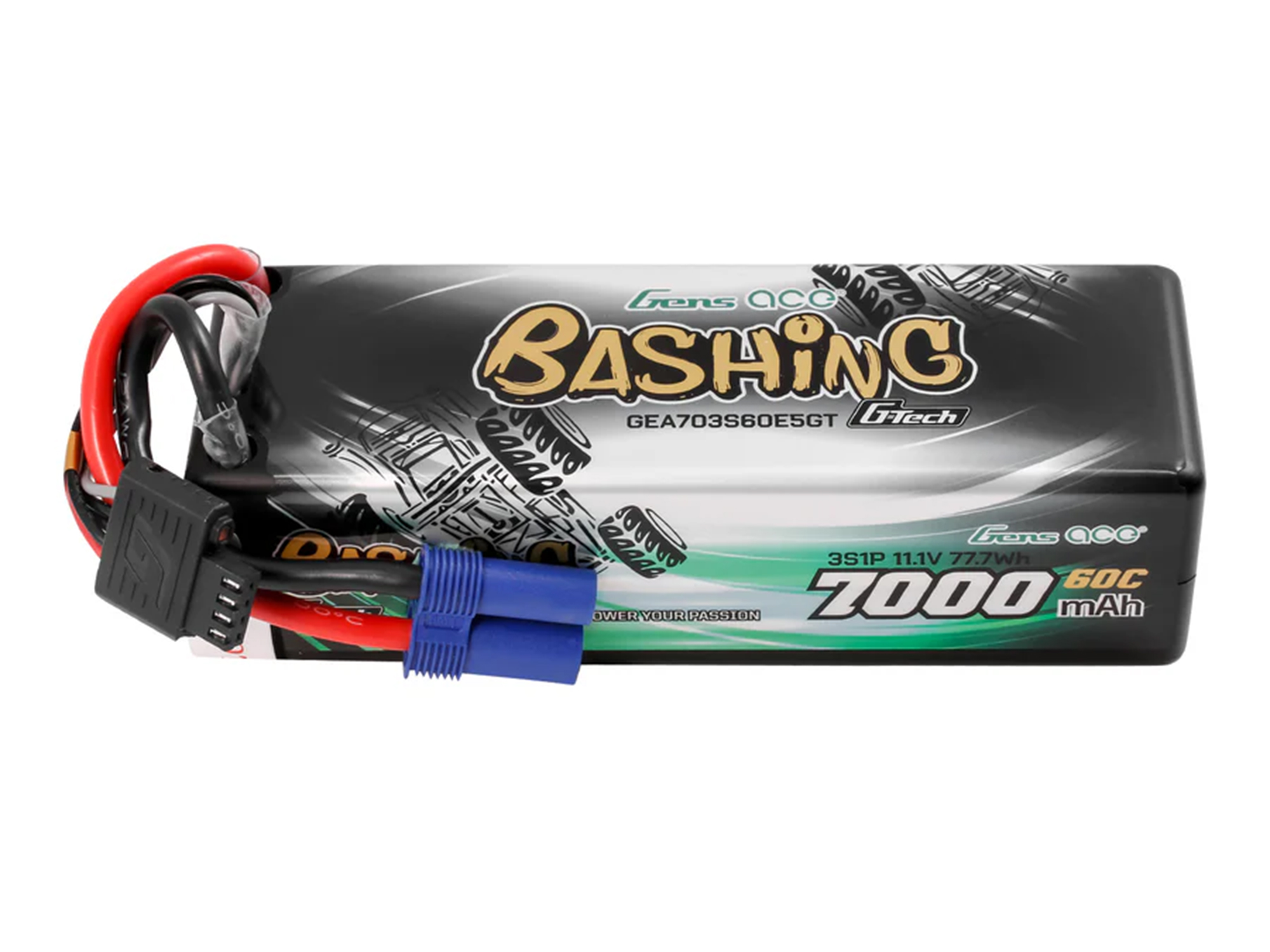 Gens Ace Li-Po Car G-Tech 3S 11.1V 7000mAh 60C Bashing with EC5 (O-GTC3S7000-60E5)