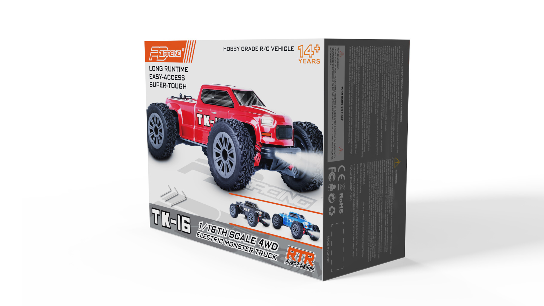 PD Racing 1:16 TK-16 Brushed Truck RTR - Black (PD303T-BLACK)