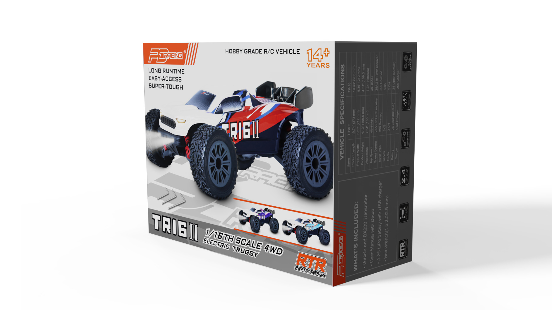 PD Racing 1:16 TR-16 Brushed Truck RTR (PD304T-RED)