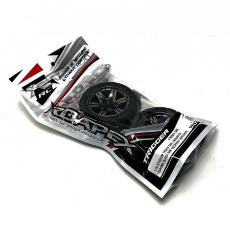 Roapex Stadium Truck 1:10 Tyre Trigger On Chrome Black Wheels 12mm (2) (R2001CB2)