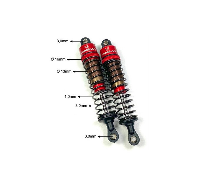 Absima 1:10 Aluminium Standard Dampers 75mm (2) ( AB 2330042)