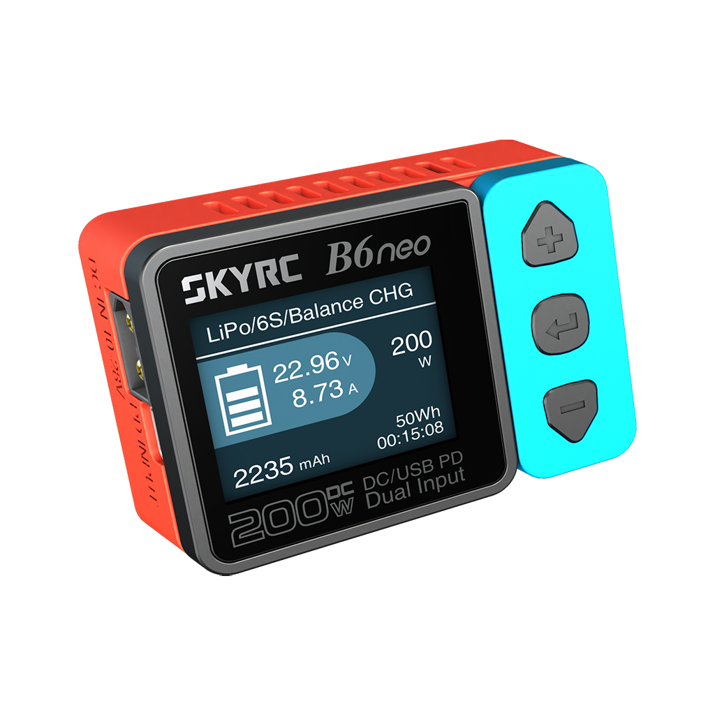 SKy RC B6NEO DC Charger -LiPo/LiFe/LiIon/LiHV: 1-6cells NiMH/NiCd: 1-15cells - Red/Blue (SK-100198-01)