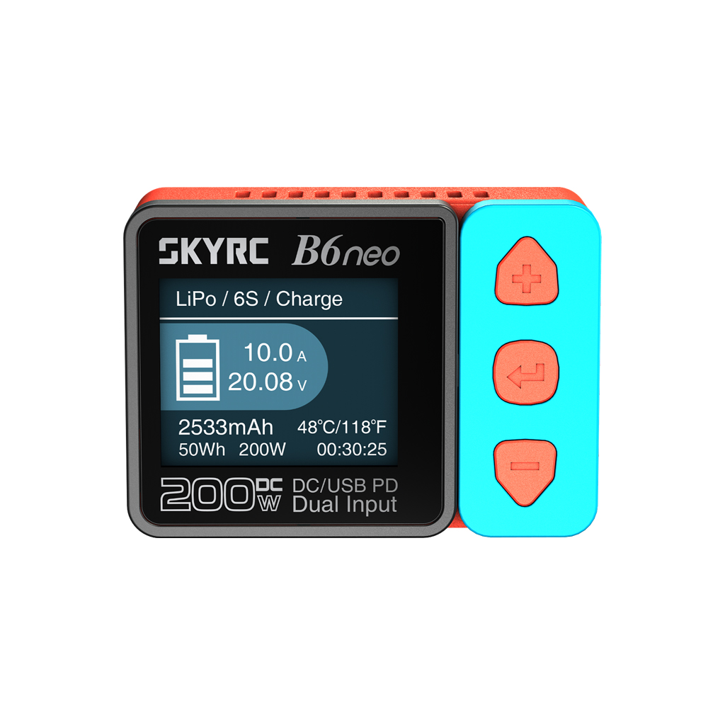SKy RC B6NEO DC Charger -LiPo/LiFe/LiIon/LiHV: 1-6cells NiMH/NiCd: 1-15cells - Red/Blue (SK-100198-01)