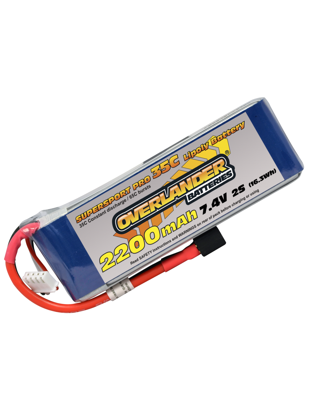 Overlander 2200MAH 7.4V 2S 35C Supersport Pro Lipo Battery (Deans) (OL2566DEANS)