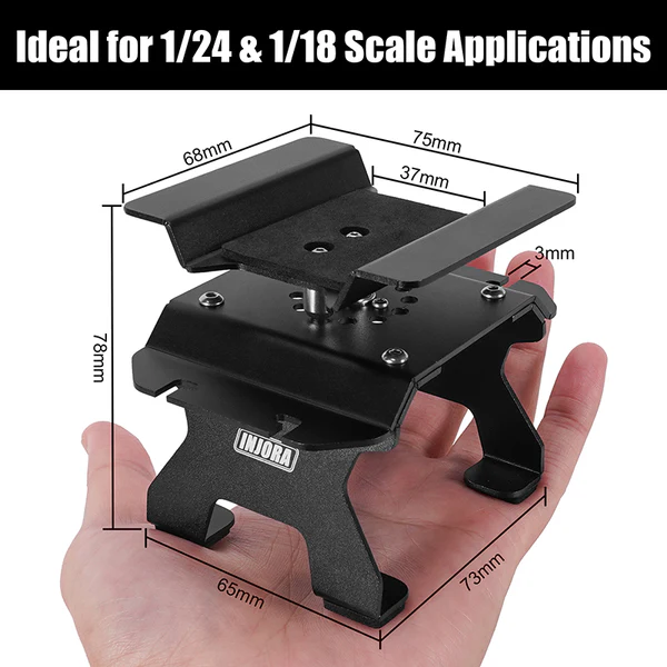 INJORA Aluminum RC Car Stand with Shock Holder for 1/24 1/18 RC Crawler (Tool-63)