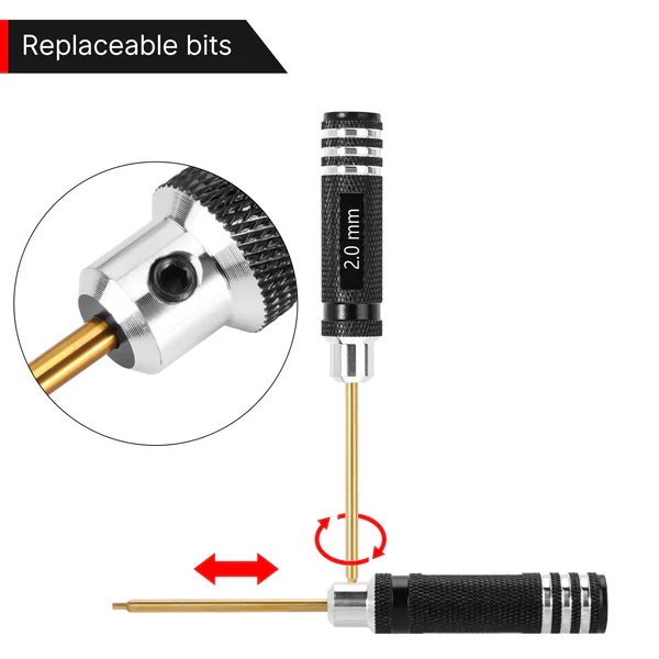 INJORA 7PCS Short Handle Hex Screwdriver Nut Driver Tools Kit for 1/18 1/24 RC Crawlers (Tool-LSD47)
