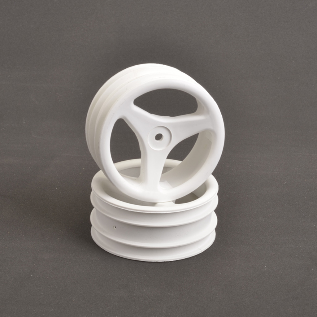 Schumacher Front Wheels; White 3 Spoke CAT (U1614)