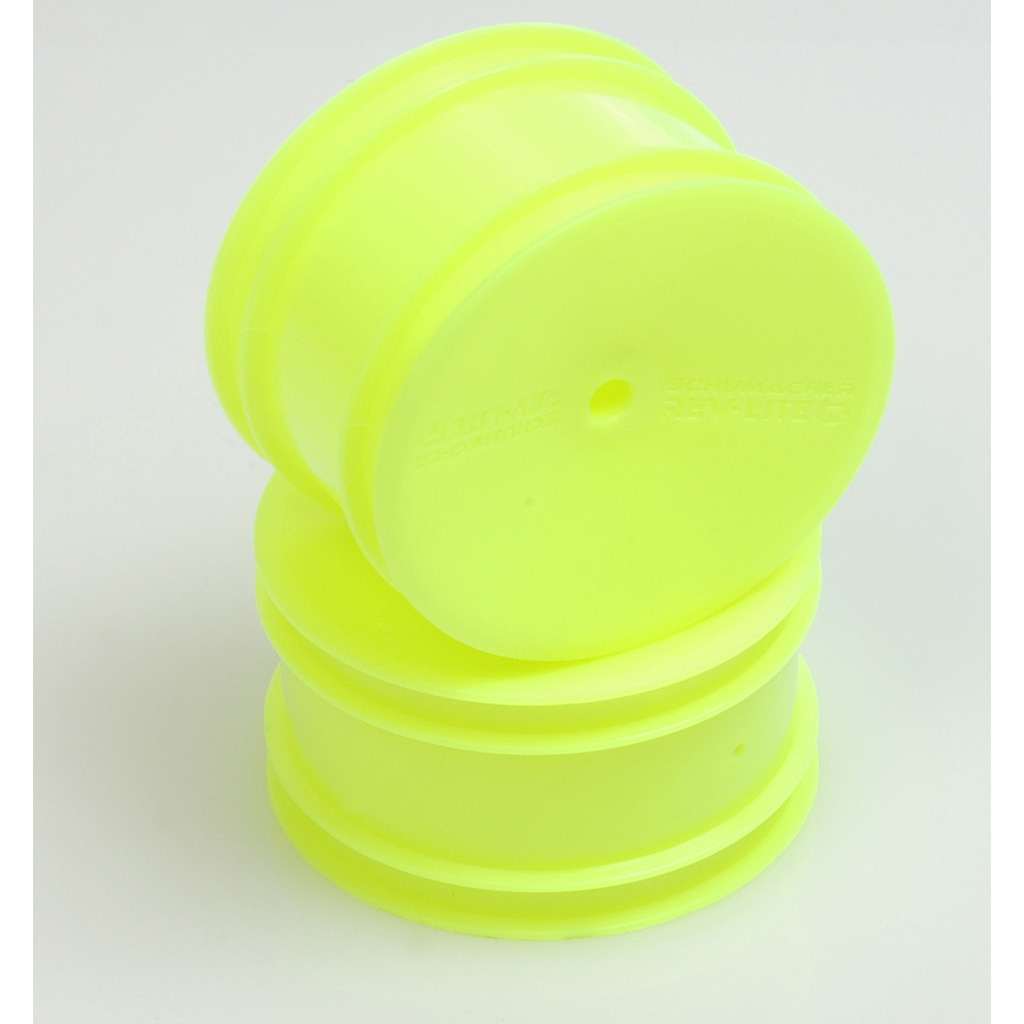 Schumacher Wheel; Rear Fluro Yellow 2WD/4WD pin drive  pr  (U3406)