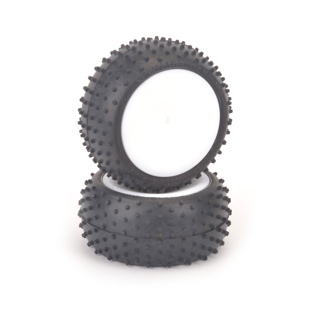 Schumacher Mini Spike2 -Pre-Glued Yellow Rear Hex Drive(pr)  (U6794)